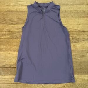 CQC Sports purple sleeveless zip up athletic pull over shirt top sz small S
 b23